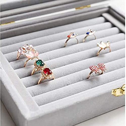 Sulfar Velvet Glass Ring Display Box | Jewelry Holder Organizer Case, Grey Ring Storage for Rings, Earrings, Necklaces | Elegant Gift for Her - Image 3
