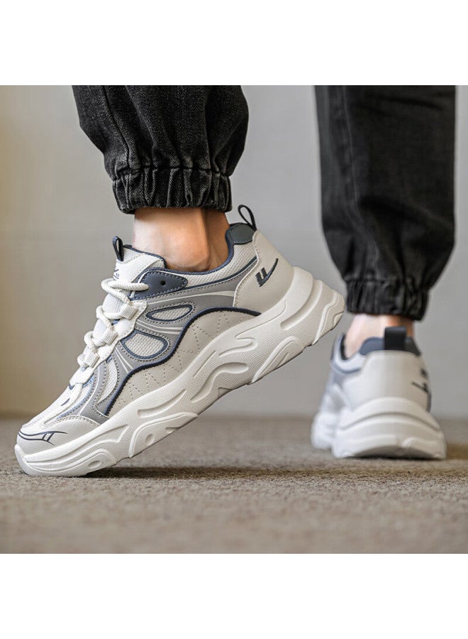 Pull Back Warrior Men's Dad Shoes Spring New Thick-soled Height-increasing Casual Sports Shoes Wxy5521 Beige Blue Gray Size 40 - Image 4