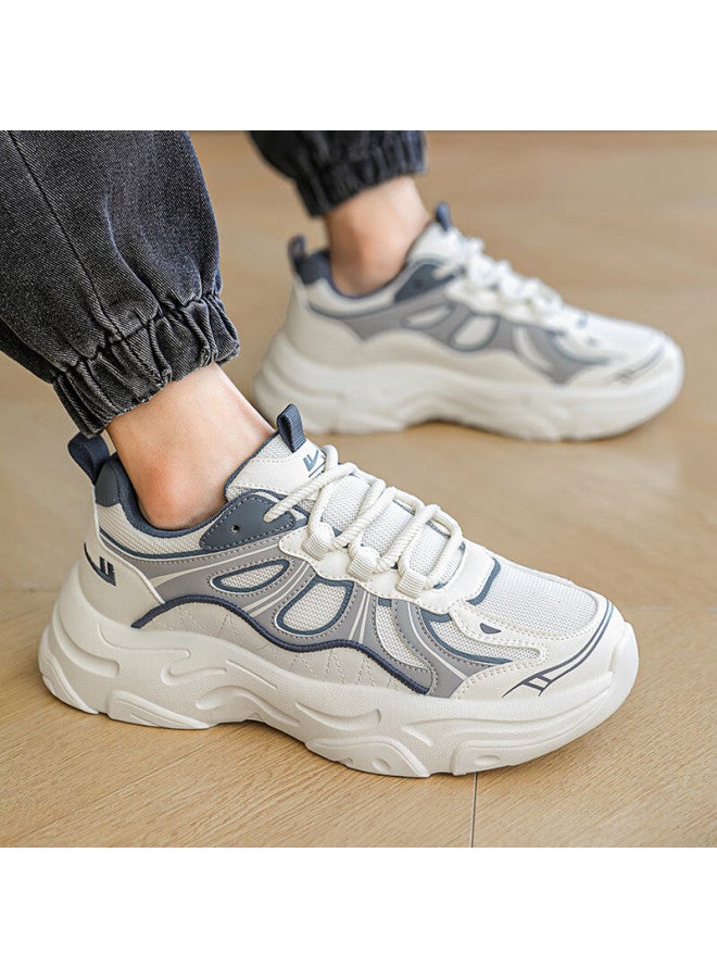 Pull Back Warrior Men's Dad Shoes Spring New Thick-soled Height-increasing Casual Sports Shoes Wxy5521 Beige Blue Gray Size 40 - Image 3
