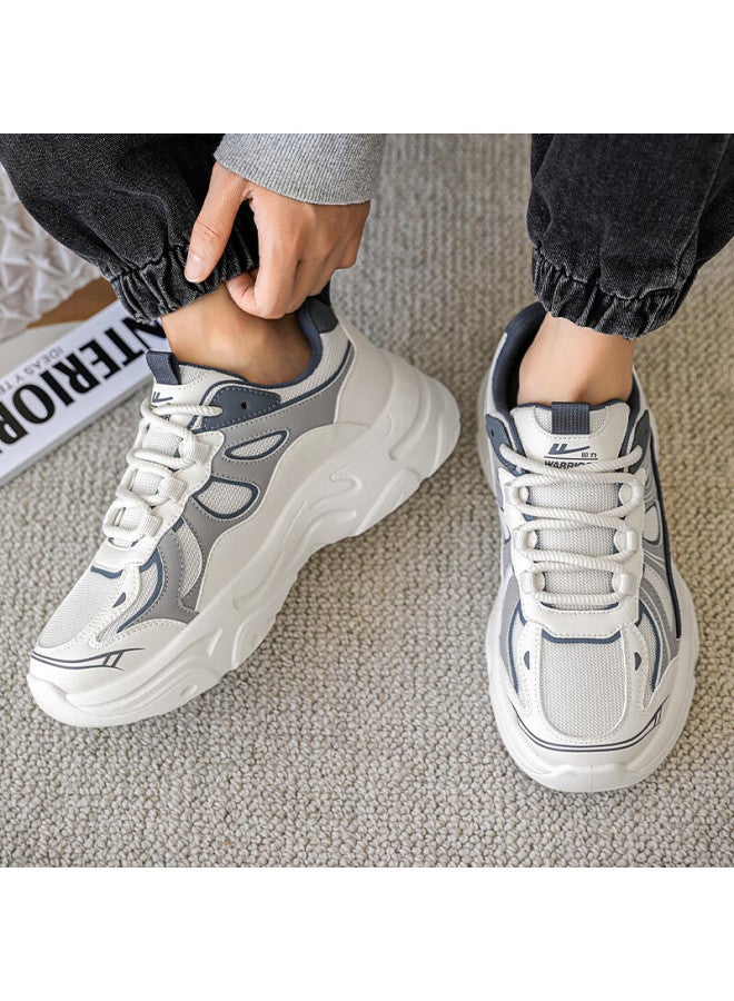 Pull Back Warrior Men's Dad Shoes Spring New Thick-soled Height-increasing Casual Sports Shoes Wxy5521 Beige Blue Gray Size 40 - Image 2