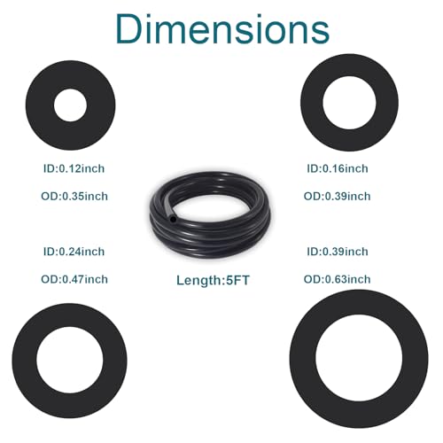 GEPHYNM 4PCS Vacuum Hose Automotive, 5 FT 1/8 5/32 1/4 3/8 Inch ID Vacuum Line, 130PSI Max Pressure Vacuum Lines Automotive, Silicone Vacuum Line - Image 2
