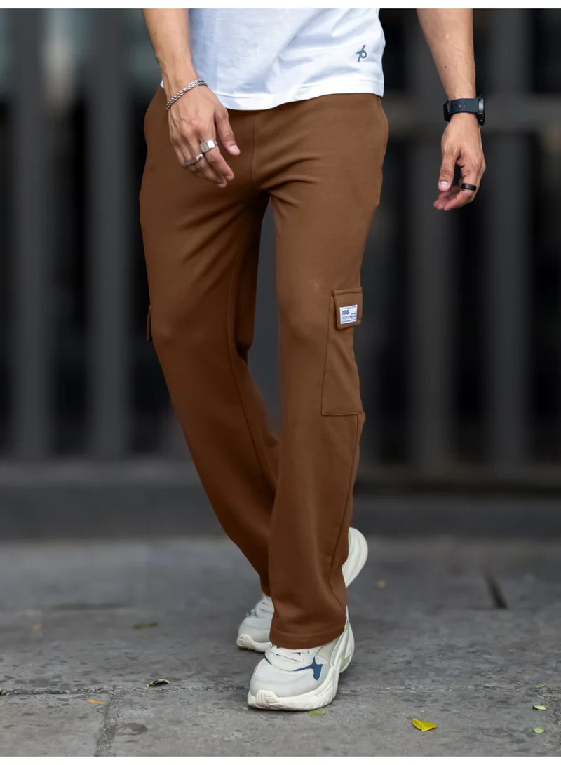 Maniac Maniac Mens Solid Brown Baggy Fit Cargo