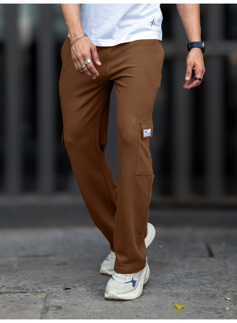 Maniac Maniac Mens Solid Brown Baggy Fit Cargo  - Image 3