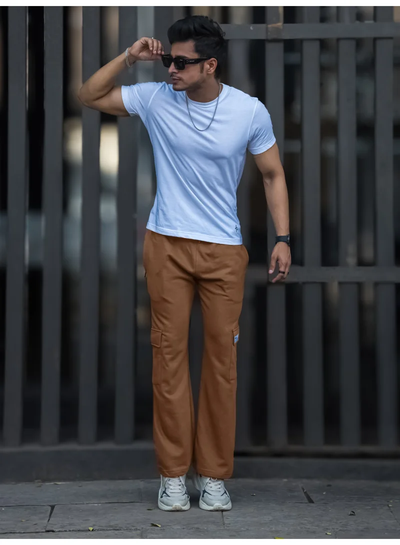 Maniac Maniac Mens Solid Brown Baggy Fit Cargo