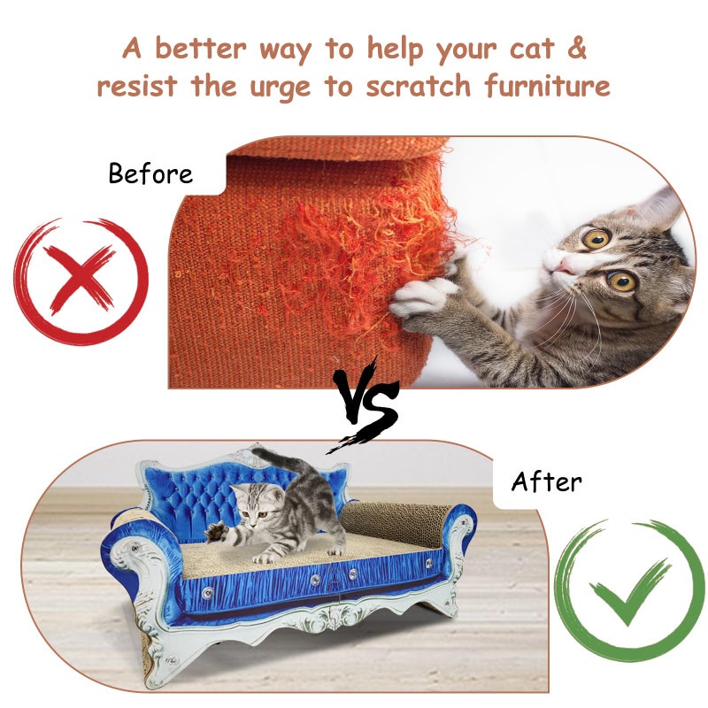 INRLKIT Luxury Cardboard Cat Scratcher Sofa Bed, Couch Shaped Cat Scratching Board, Scratch Lounge with Catnip, Scratcher for Indoor Cats Kittens Kitties - Image 4