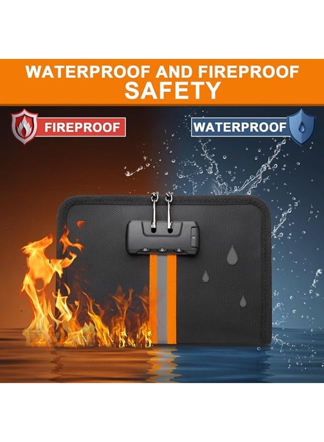 Fireproof Document Bag with Lock, Black, Small - Image 3