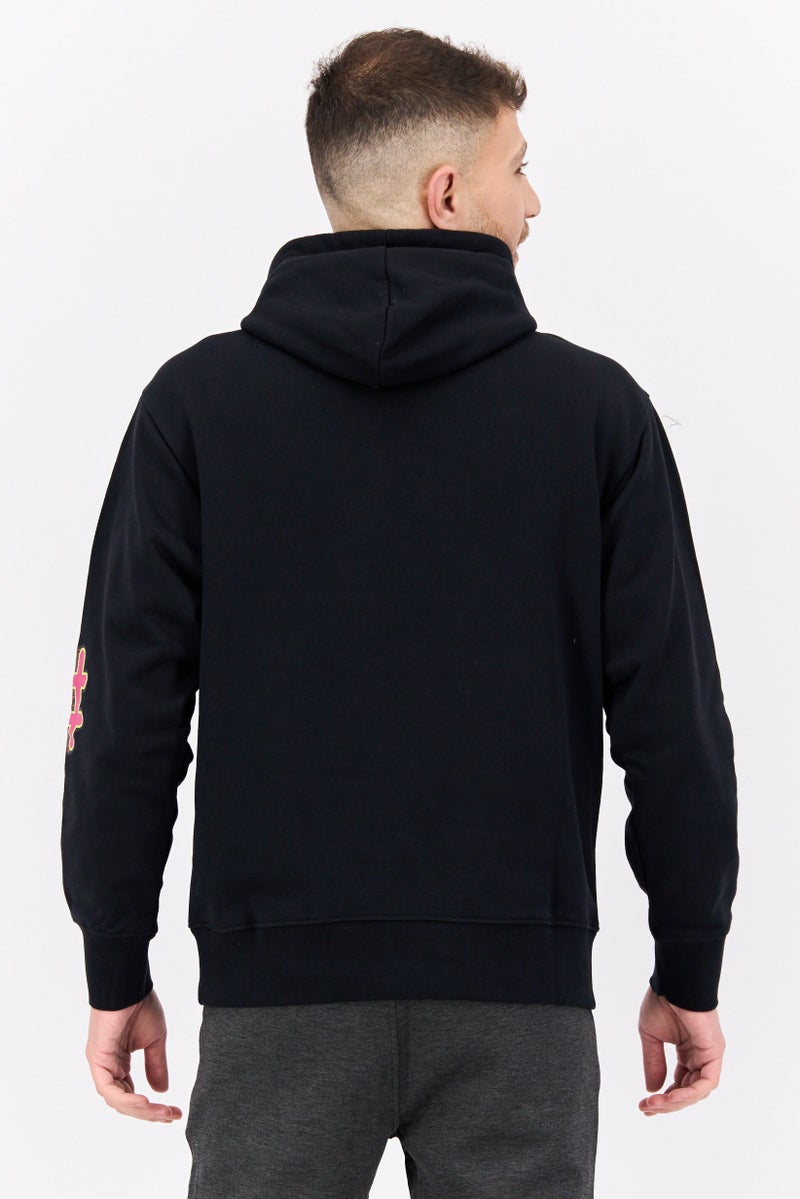 D RT Men Hood With Drawstring Long Sleeve Brand Logo Sweatshirts, Black - Image 3