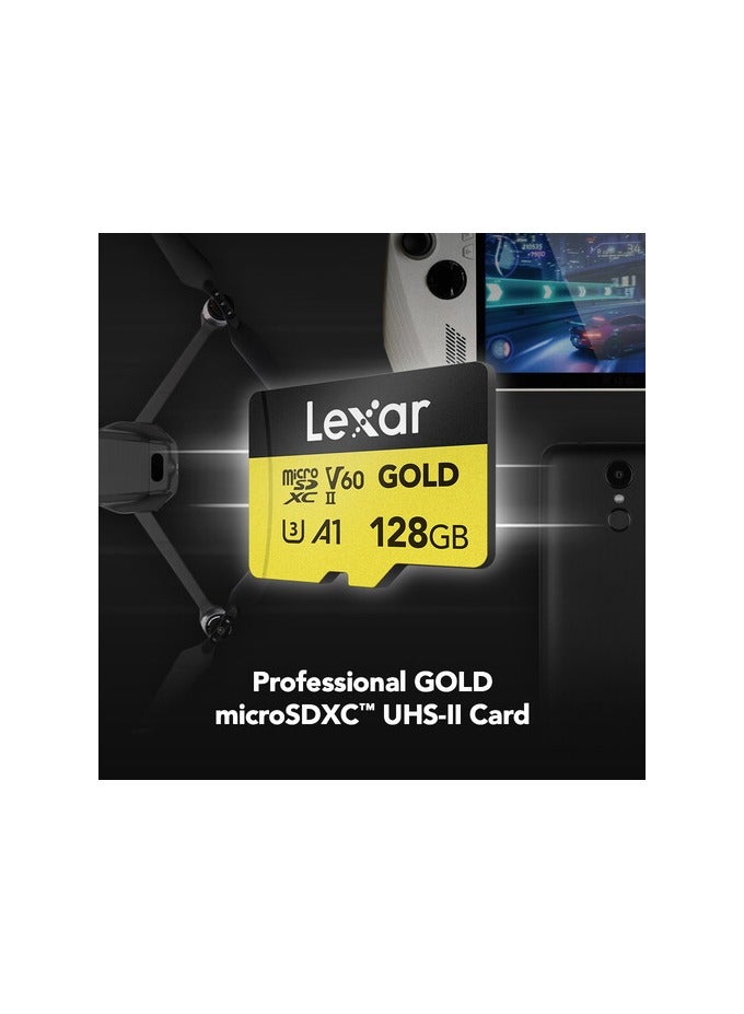 Lexar 128GB Professional GOLD UHS-II microSDXC Memory Card - Image 2