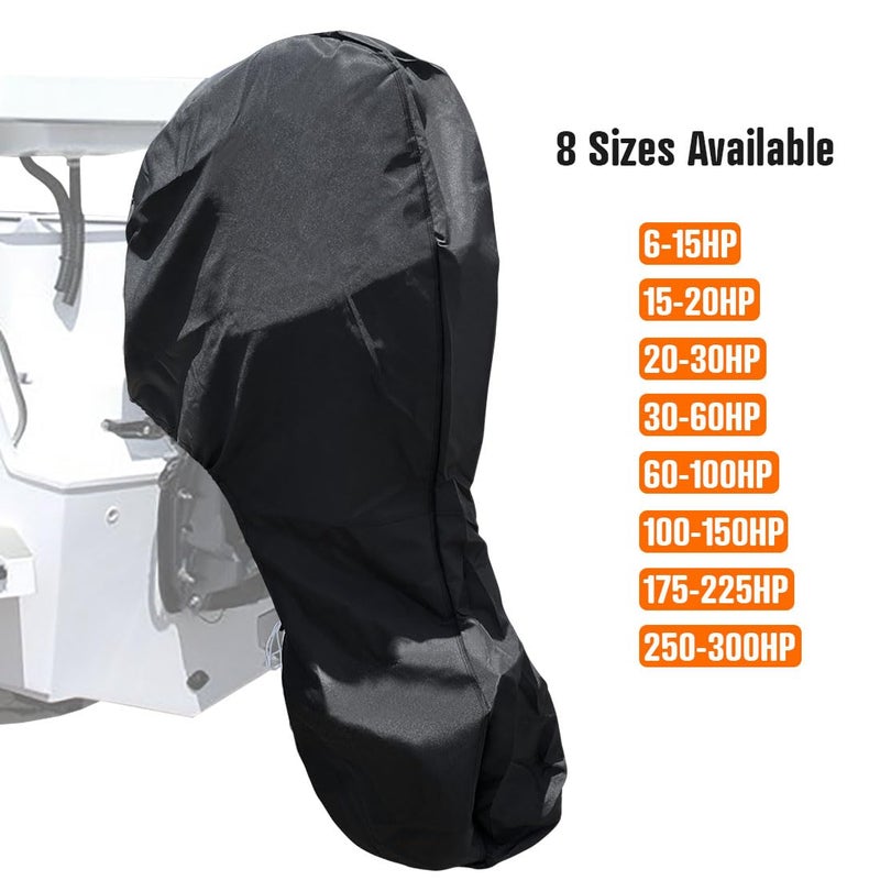 iCOVER Outboard Motor Covers, Trailerable Full Boat Engine Cover Waterproof Heavy Duty Oxford Fabric with Zipper, Fits 60-100HP Motors - Image 5