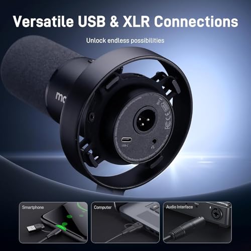 MAONO Dynamic Microphone for Podcast: PC Computer Gaming Mic USB-C & XLR with 192kHz/24bit for Podcasting Studio Recording Streaming Content Creation PD300XT Black - Image 3