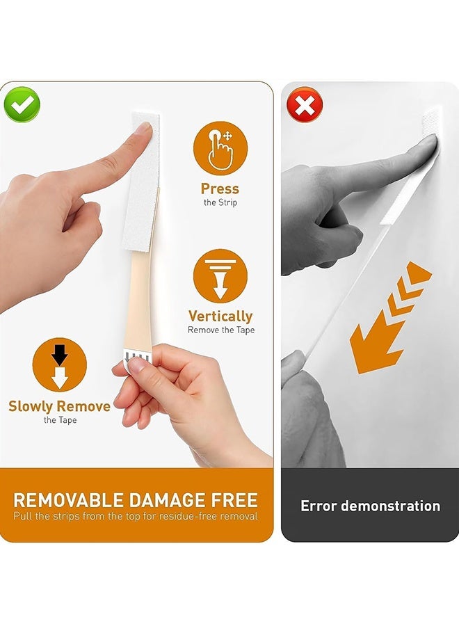 دبليو أف أف أو شرائط تعليق الصور اللاصقة الثقيلة - 24 زوجًا (48 شريطًا) لتثبيت الحائط بدون أضرار لمثبتات الصورة/ملصقات/المنزل/المكتب - متوسط/أبيض - Image 4