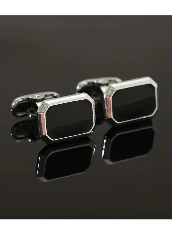 Goolsky طقم أزرار أكمام مربع 2 قطعة 2024 جديد بتصميم مربع وزر من سبائك معدنية بتقنية تسرب الزيت – تصميم تسرب الزيت المربع، إكسسوار ملابس رسمية للرجال، ملابس زفاف/عمل - Image 4