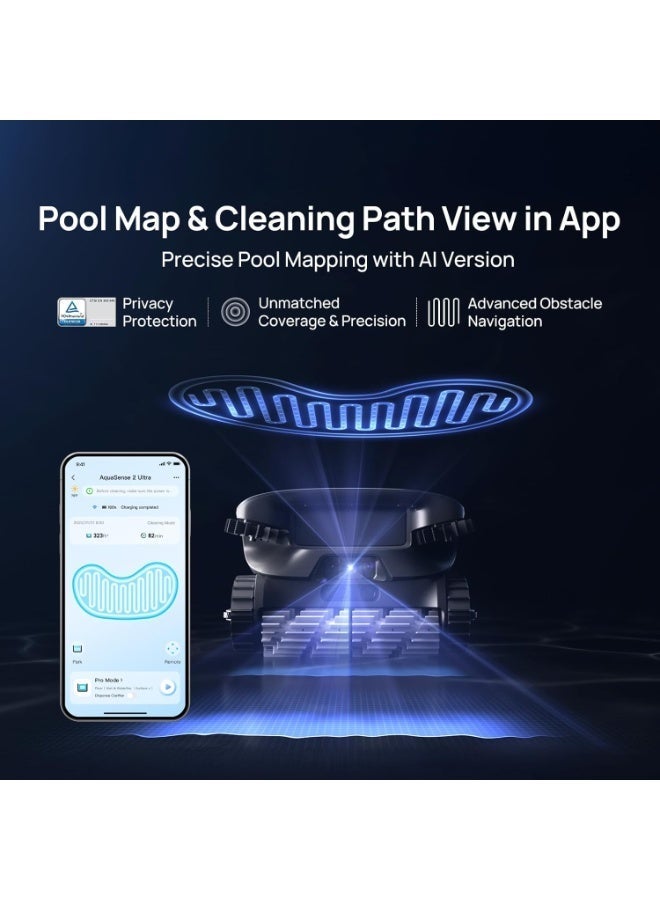 Beatbot AquaSense 2 Ultra Cordless Robotic Pool Cleaner for Complex Pools, Mapping with AI Camera, 5-in-1 Cleaning, Smart Surface Parking, Skimmer with APP Control, Water Clarification – Blue - Image 2