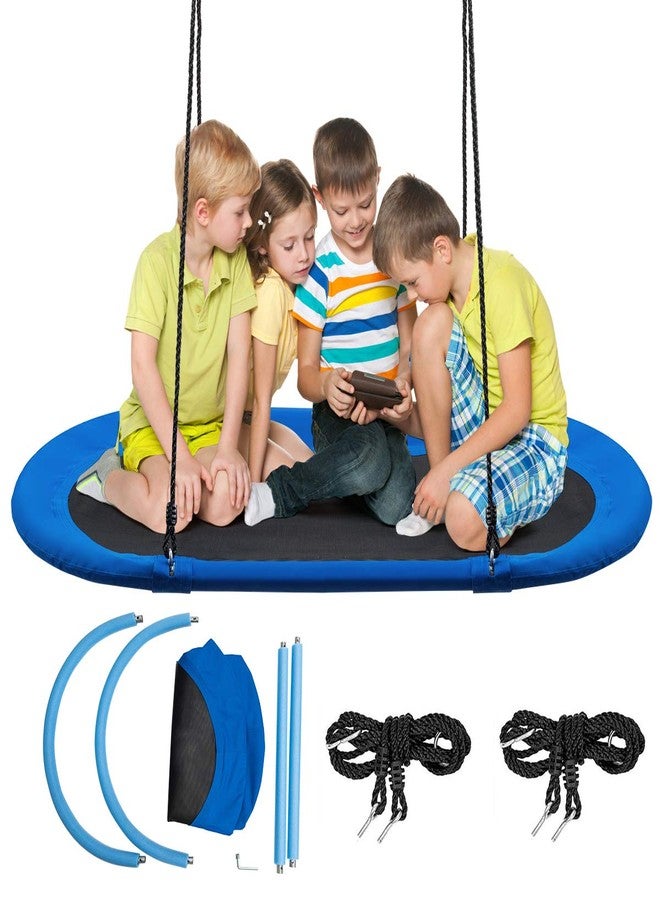 GLACER أرجوحة غلاسر العملاقة على شكل صحن، مقاس 60 بوصة، تتحمل وزنًا يصل إلى 700 رطل، قابلة لتعديل الارتفاع، أرجوحة طائرة كبيرة على شكل صحن للعب في الأماكن المغلقة والمفتوحة، هدية للأطفال ولجميع أفراد العائلة (أزرق) - Image 2