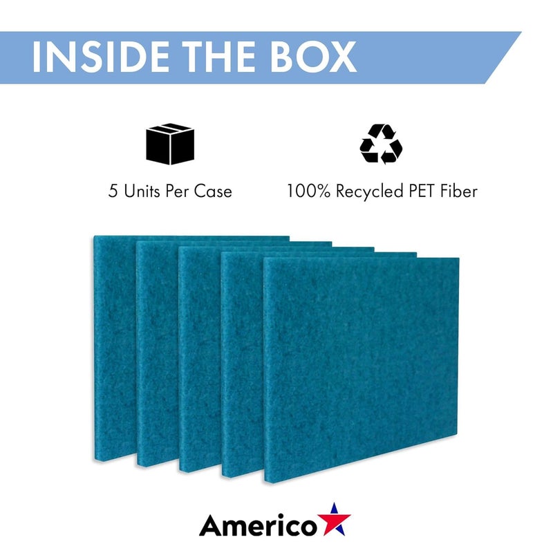 Americo Blue Cleaner Floor Pad, 12"x18", 5 Pads/Case, Machine Cleaner Floor Pads for Medium Scrubbing, Made of 100% Recycled Content, USA Made - Image 3