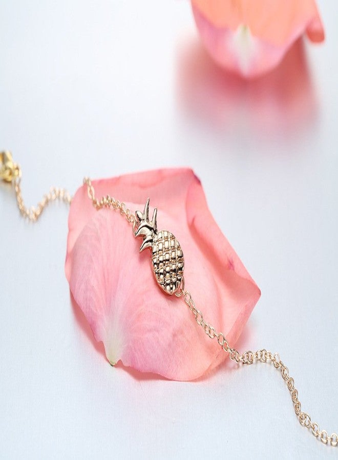 Goldenchen Cute Bracelet for Women Adjustable Pineapple Bracelet Fashion Jewelry Anklet (Gold) - Image 3