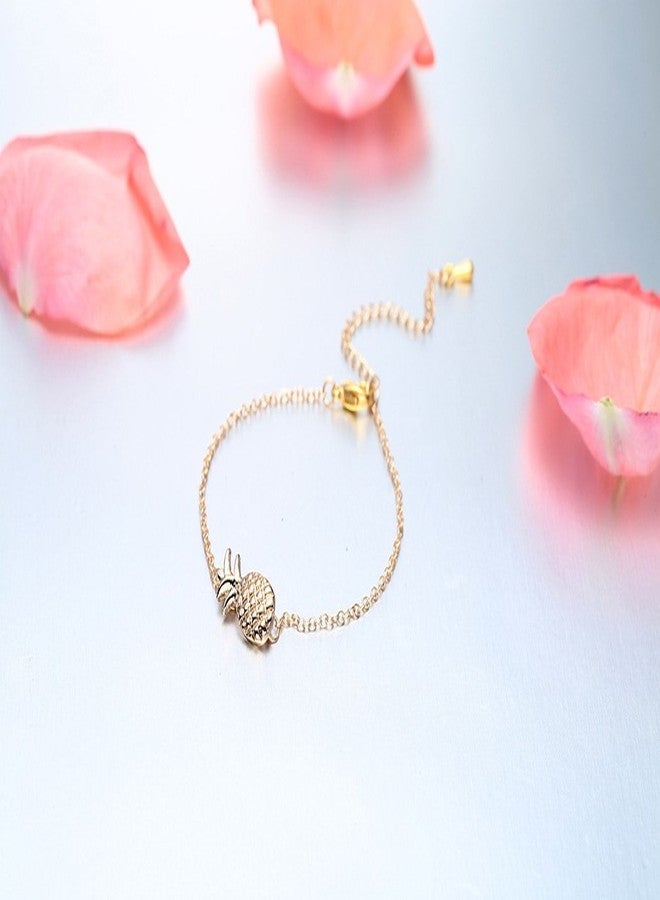 Goldenchen Cute Bracelet for Women Adjustable Pineapple Bracelet Fashion Jewelry Anklet (Gold) - Image 2