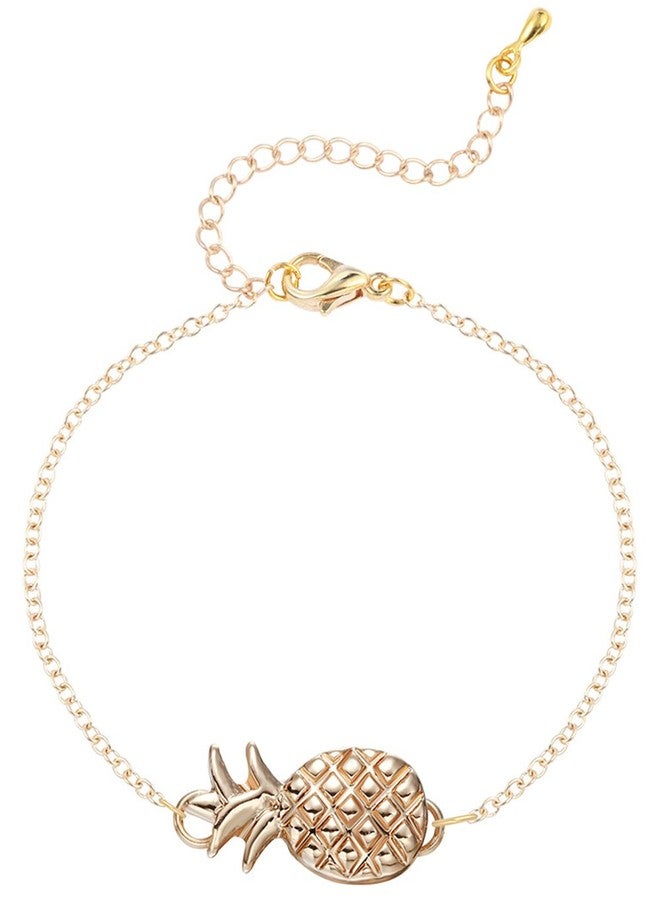 Goldenchen Cute Bracelet for Women Adjustable Pineapple Bracelet Fashion Jewelry Anklet (Gold) - Image 1