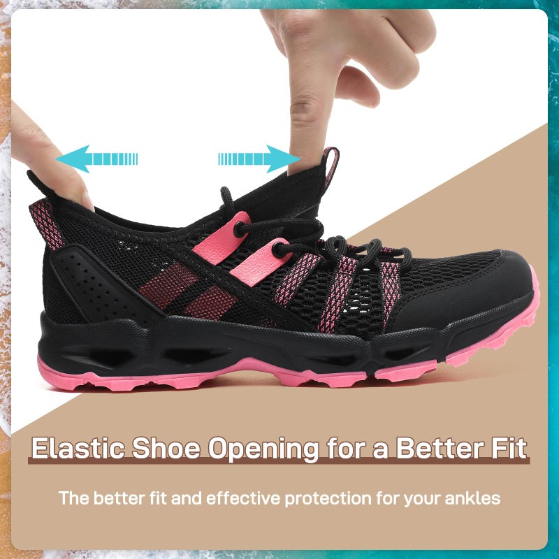 ziitop Water Shoes for Women Outdoor Hiking Shoes Quick Dry Outdoor Sport Sneakers Non Slip Lightweight Breathable Summer Trekking and Walking Climbing Shoe Black Rose - Image 5