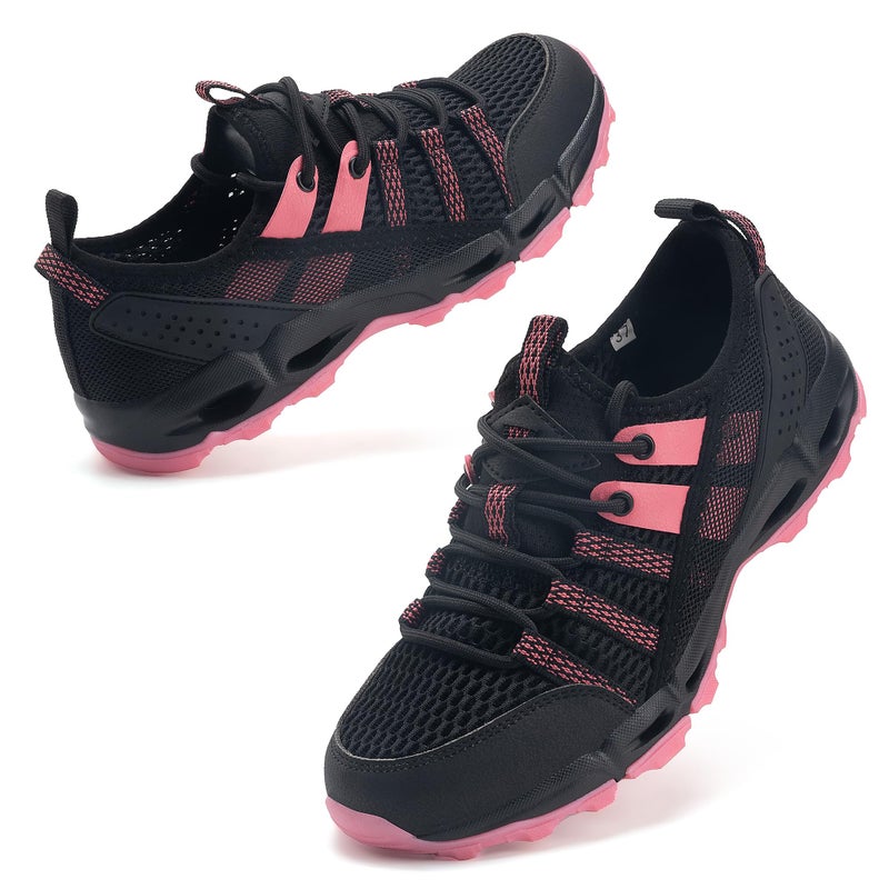 ziitop Water Shoes for Women Outdoor Hiking Shoes Quick Dry Outdoor Sport Sneakers Non Slip Lightweight Breathable Summer Trekking and Walking Climbing Shoe Black Rose - Image 1