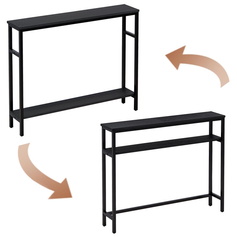 Timberer Narrow Console Table, 39.4â€ Sofa Table with Adjustable Shelf, 2-Tier Long Skinny Table for Hallway, Entryway, Living Room, Foyer, Black - Image 3