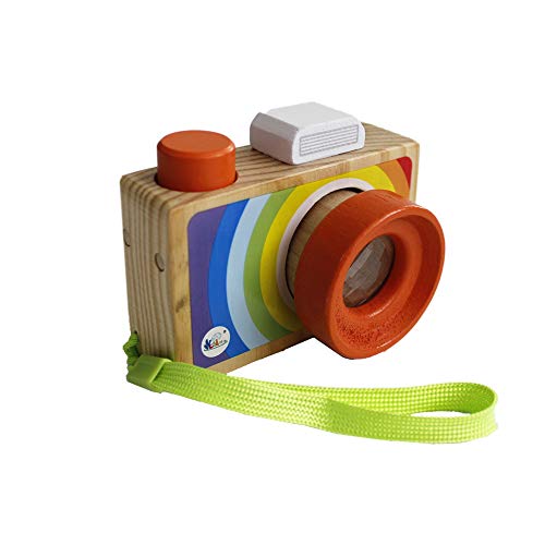 GoodPlay Cartoon Mini Wooden Camera Toy with Multi-Prism Kaleidoscope Pictures Lens Portable Camera for Children Toddlers (Carrying in The Hand) - Image 3
