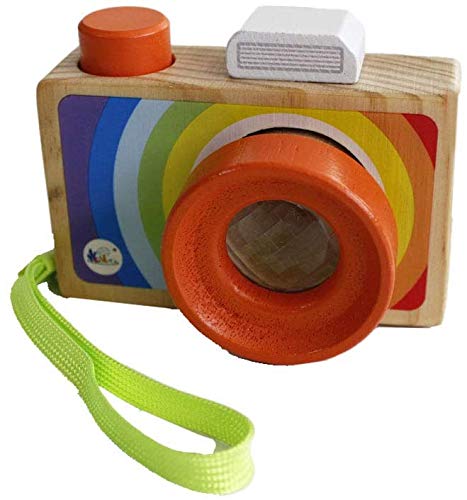 GoodPlay Cartoon Mini Wooden Camera Toy with Multi-Prism Kaleidoscope Pictures Lens Portable Camera for Children Toddlers (Carrying in The Hand) - Image 2