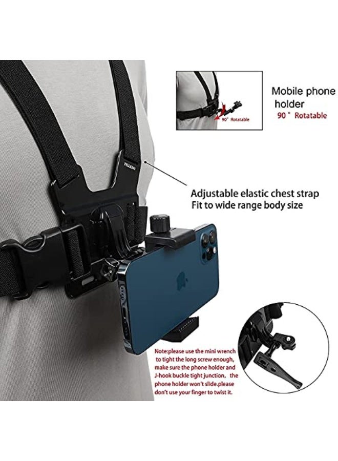 PellKing Mobile Phone Chest Strap Harness Mount Head Strap Holder Kit for POV/VLOG,Cell Phone Clip Compatible with iPhone,Samsung,GoPro Hero 9, 8,7, 6, 5, 4, 3,2, 1,AKASO,DJI Osmo,and Action Cameras…  - Image 3