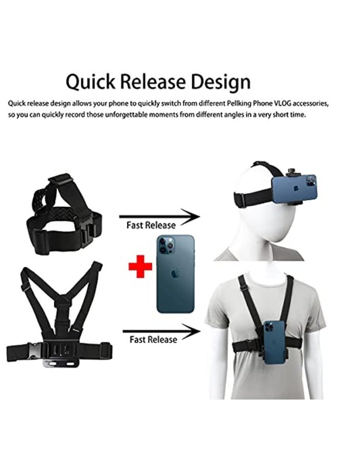 PellKing Mobile Phone Chest Strap Harness Mount Head Strap Holder Kit for POV/VLOG,Cell Phone Clip Compatible with iPhone,Samsung,GoPro Hero 9, 8,7, 6, 5, 4, 3,2, 1,AKASO,DJI Osmo,and Action Cameras…  - Image 4