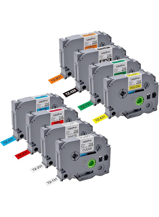 erorex Tze 231 Label Tape Compatible For Brother P Touch Tze 231 Black On White Tape 12Mm 0.47 Inch Tz 231 Replacement For P Touch Ptd210 Pth100 Pth110 Ptd400 Label Maker 8 Pack 8Cai - Image 1