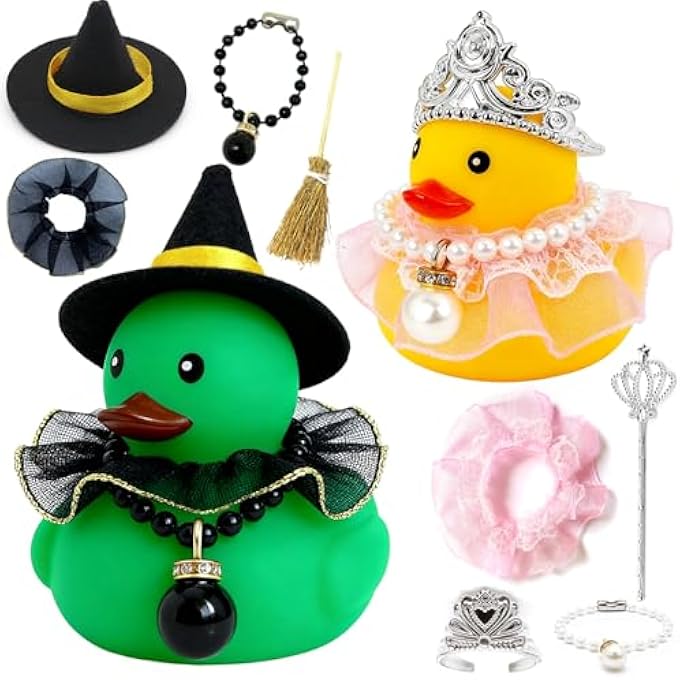 Yi-gog Cute Rubber Duck Car Decorations Car Dashboard Rubber Ducks for Halloween DIY Dashboard Ducks for Office Desk Ornament Accessories with Witch Princess Skirt Halloween Party Gifts - Image 1