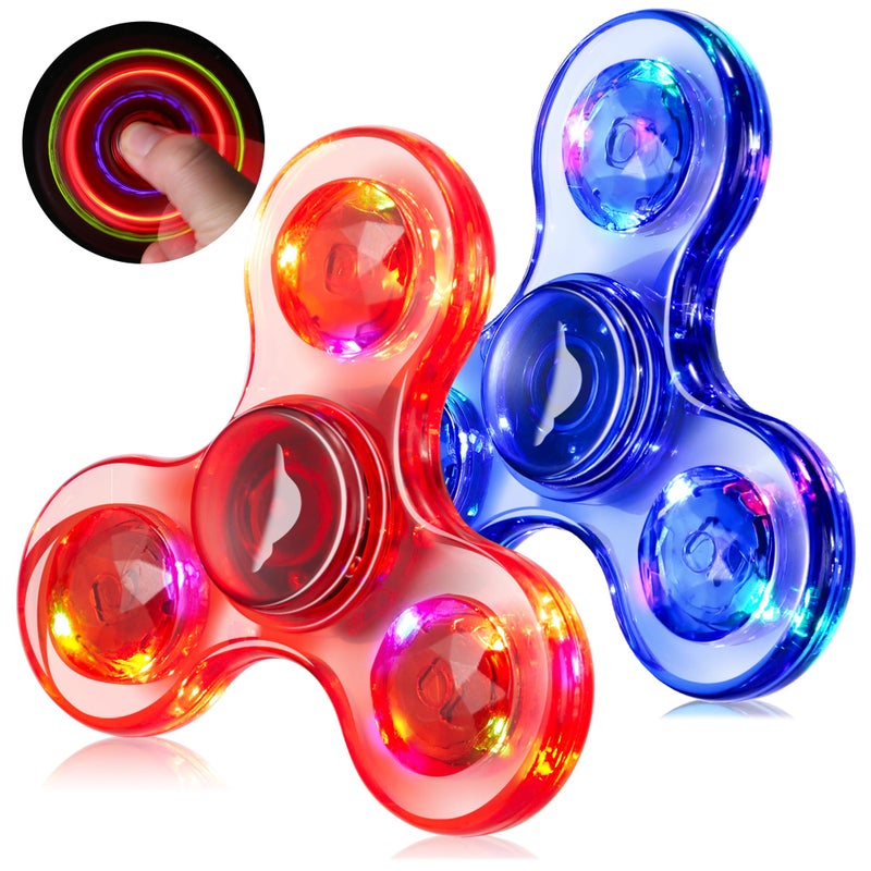WELLVO LED Fidget Spinner for Kids Adults 2Pcs Light up Sensory Fidget Toys for Kids 48 812 Anxiety Stress Relief Classroom Prizes Glow in The Dark Hand Spinner Boys Girls Birthday Gifts - Image 3