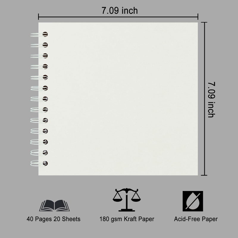 Sprsthai DIY Scrapbook Album 7x7 Inch â€“ Hardcover Kraft Paper Photo Book, Blank Memory Scrap Book for DIY Crafts, Wedding, Anniversary, 40 Pages (20 Sheets), Cream - Image 2