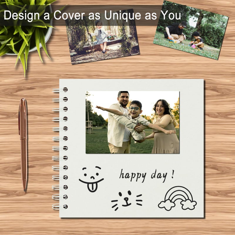 Sprsthai DIY Scrapbook Album 7x7 Inch â€“ Hardcover Kraft Paper Photo Book, Blank Memory Scrap Book for DIY Crafts, Wedding, Anniversary, 40 Pages (20 Sheets), Cream - Image 5