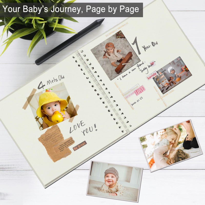 Sprsthai DIY Scrapbook Album 7x7 Inch â€“ Hardcover Kraft Paper Photo Book, Blank Memory Scrap Book for DIY Crafts, Wedding, Anniversary, 40 Pages (20 Sheets), Cream - Image 3