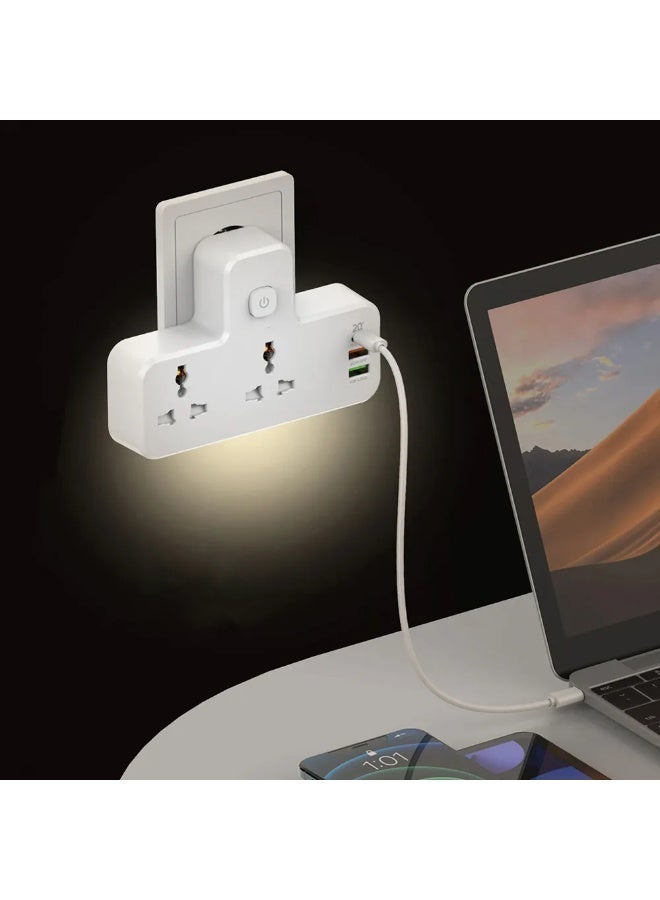Multi Plug Wall Adapter with USB Ports, 5-in-1 Power Strip Outlet Extender, Universal Socket with 2 AC Outlets & USB Charging Ports for Home, Office & Travel - Image 1