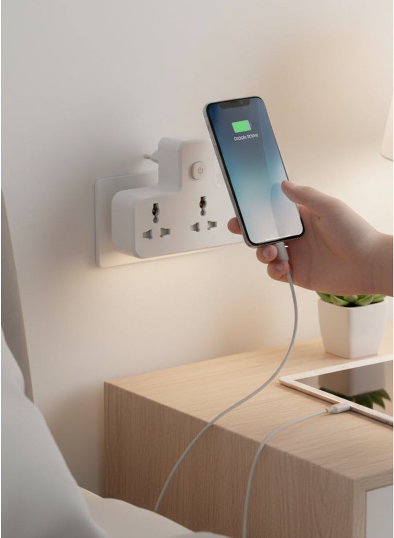 Multi Plug Wall Adapter with USB Ports, 5-in-1 Power Strip Outlet Extender, Universal Socket with 2 AC Outlets & USB Charging Ports for Home, Office & Travel - Image 2