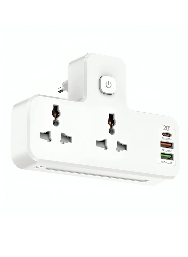 Multi Plug Wall Adapter with USB Ports, 5-in-1 Power Strip Outlet Extender, Universal Socket with 2 AC Outlets & USB Charging Ports for Home, Office & Travel - Image 3