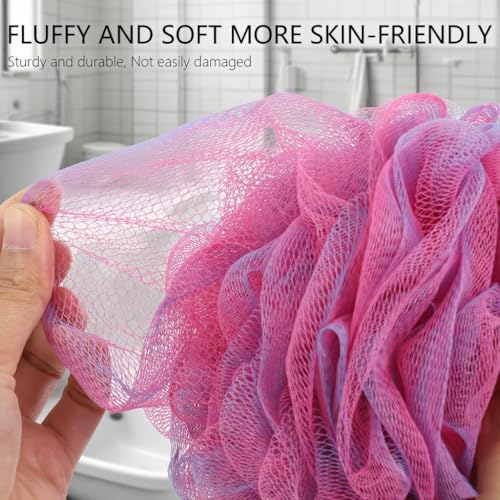 BTYMS XXL Large Loofah Bath Sponge 100g/pc, Exfoliating Mesh Pouf Bath Scrunchies Shower Puffs - Pack of 4 - Image 4