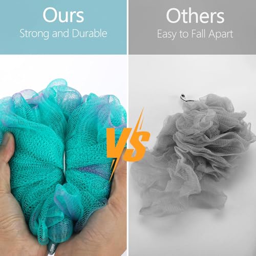 BTYMS XXL Large Loofah Bath Sponge 100g/pc, Exfoliating Mesh Pouf Bath Scrunchies Shower Puffs - Pack of 4 - Image 5