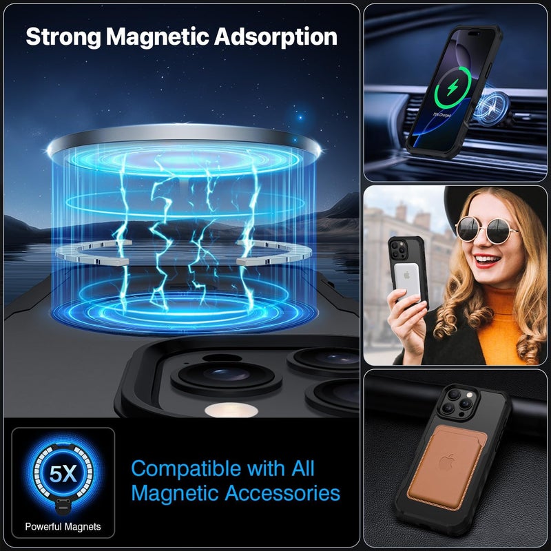 CENHUFO Compatible with iPhone 16 Pro Max Case Built-in Privacy Screen Protector with Camera Lens Protector, Clear Back Cover with 360° Spin Magnetic Stand for iPhone 16 Pro Max Privacy Case -Black Long lifespan - Image 4