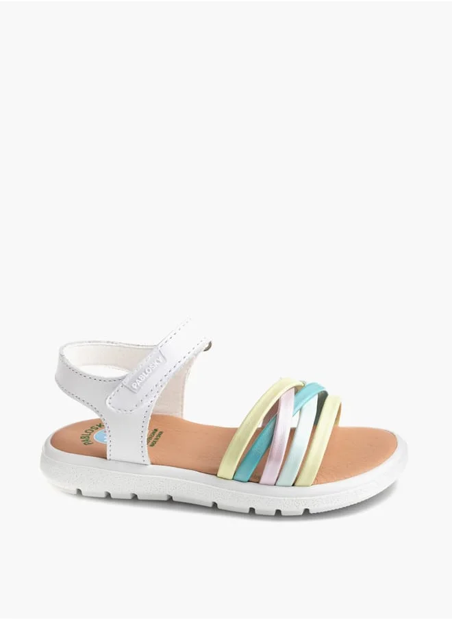 بابلوسكي Girls Strap Sandals With Hook And Loop Closure