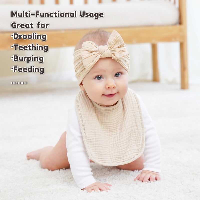 Susurration Muslin Baby Bibs 6 Pack Bandana Drool Bibs,Soft Square Adjustable Baby Drooling Bibs for Unisex Girls & Boys(Multicolored) - Image 2