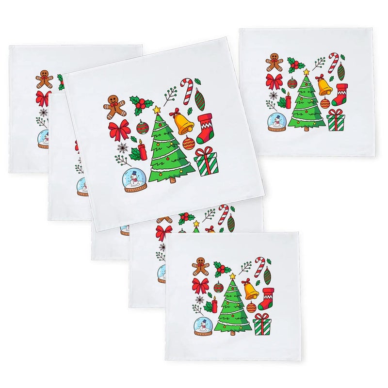Khakee 6 Pcs Christmas Theme Silk Table Napkins 10x 10 for Xmas Decoration Christmas OrnamentsChristmas Giftxmas21522 - Image 1