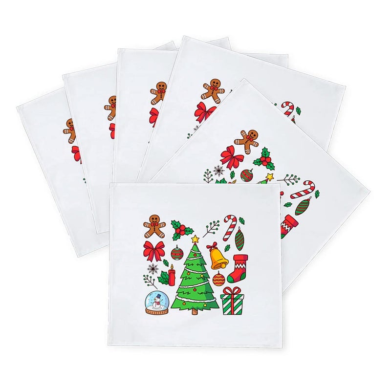 Khakee 6 Pcs Christmas Theme Silk Table Napkins 10x 10 for Xmas Decoration Christmas OrnamentsChristmas Giftxmas21522 - Image 2