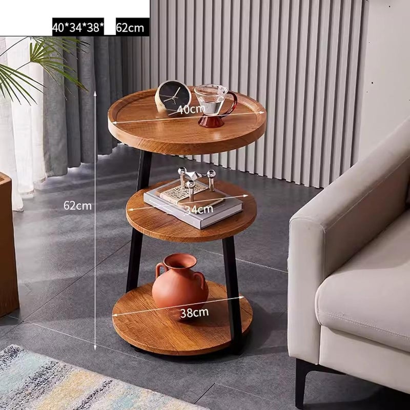 Blueland 3-Tier End Table, Sofa Side Table, Wooden Bedside Desk Stand, Movable Nightstand, Modern Corner Table, Tea Cabinet for Living Room, Bedroom, Office & Balcony, Easy to Assemble (Black) - Image 4