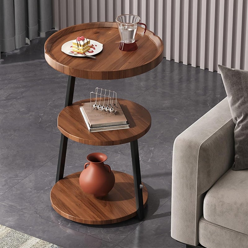 Blueland 3-Tier End Table, Sofa Side Table, Wooden Bedside Desk Stand, Movable Nightstand, Modern Corner Table, Tea Cabinet for Living Room, Bedroom, Office & Balcony, Easy to Assemble (Black) - Image 1