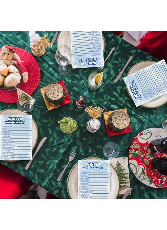 MLOLM MLOLM 129 Pcs Winter Games Sets Winter Party Games Card for Family,Frozen Word Search Word Scramble Trivia Emoji Game Code Break for Christmas Winter  - Image 5