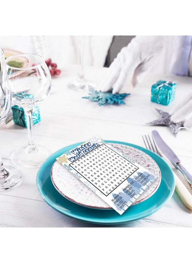 MLOLM MLOLM 129 Pcs Winter Games Sets Winter Party Games Card for Family,Frozen Word Search Word Scramble Trivia Emoji Game Code Break for Christmas Winter  - Image 3