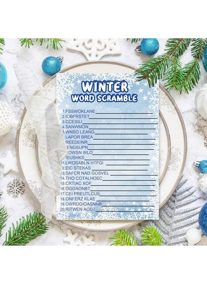 MLOLM MLOLM 129 Pcs Winter Games Sets Winter Party Games Card for Family,Frozen Word Search Word Scramble Trivia Emoji Game Code Break for Christmas Winter  - Image 4
